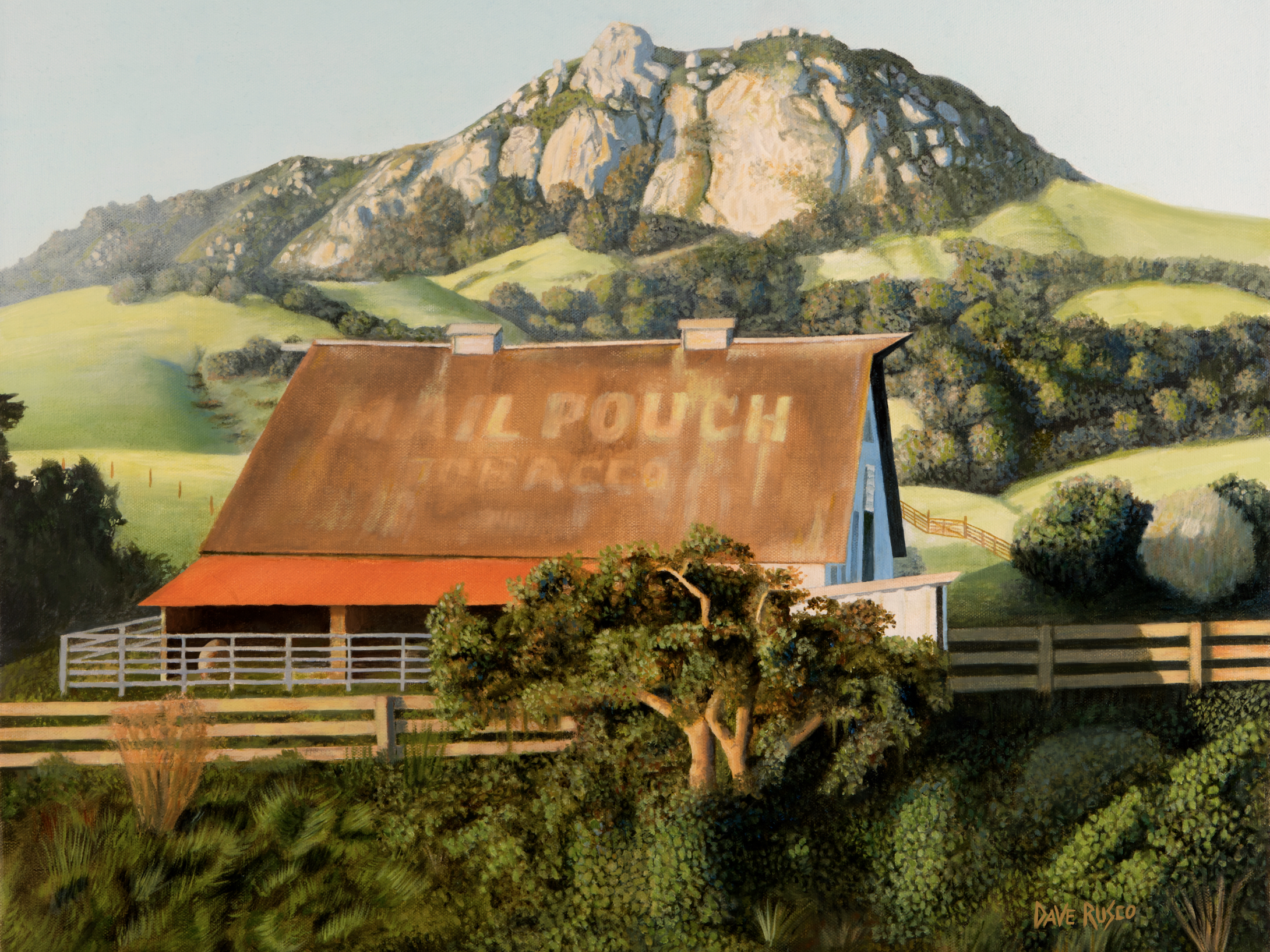 San Luis Obispo Barn, Bishops Peak, reproduction of oil on canvas