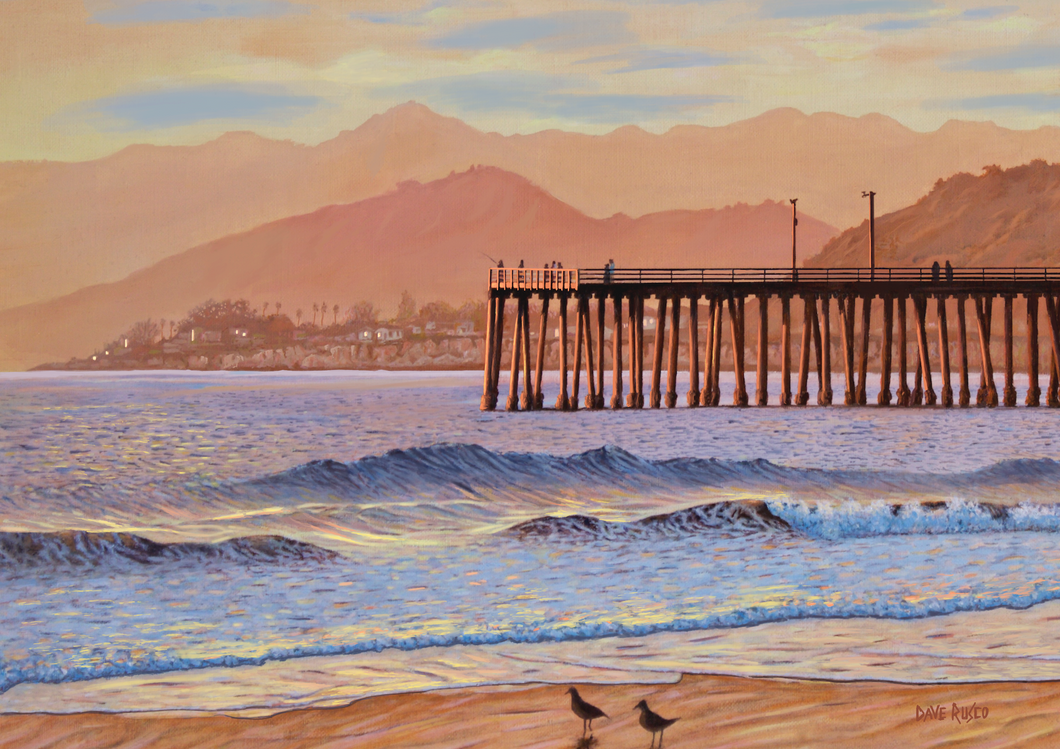 The Old Pismo Pier. Oil on canvas. Reproduction on canvas