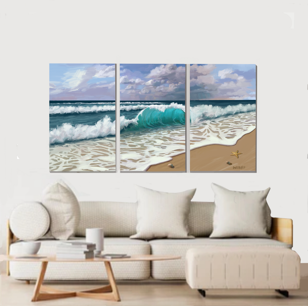 3 Panal Ocean Scene. Each panal is 16x24. Digital paintings.