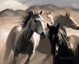 Running Horses, Digital painting