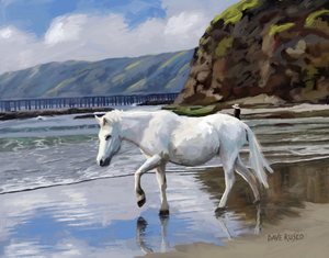 White Horse at Avila Beach, Digital painting