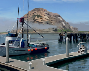 Morro Bay Harbor, Digital oil painting